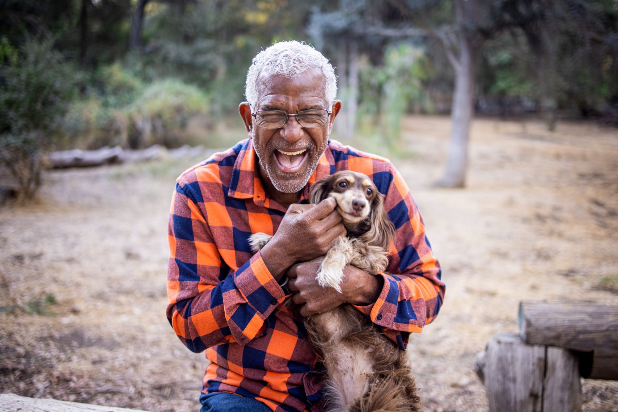 Senior citizen with pet.